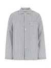 Tekla Striped Poplin Pyjama Top In Blue
