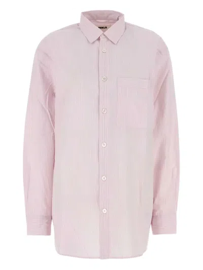 Tekla Striped Poplin Shirt In Pink