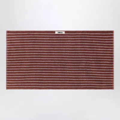 Tekla Striped Reddish-brown Bath Towel 50x90 Cm In Burgundy