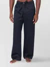 Tekla Striped Trousers With Back Pocket And Elastic Waistband In Blue