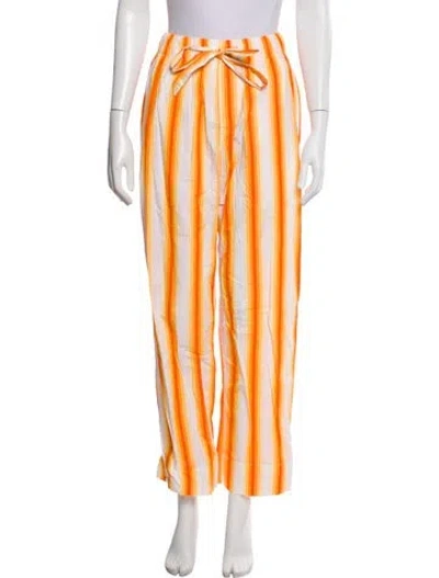 Pre-owned Tekla Striped Wide Leg Pants In Yellow