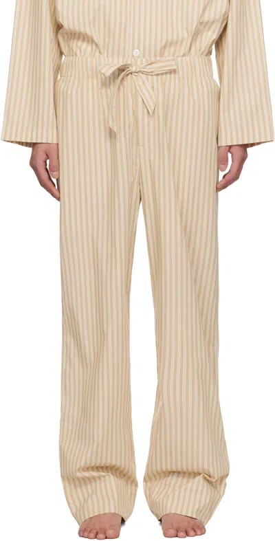 Tekla Tan & Beige Poplin Pyjama Trousers In Corinth Stripes