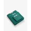 Tekla Teal Green Striped Organic-cotton Washcloth 30cm X 30cm In Teal Green