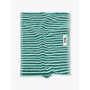 Tekla Teal Green Stripes Striped Organic-cotton Bath Towel  70cm X 140cm