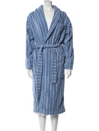 Pre-owned Tekla Terry Cloth Striped In Blue