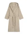 Tekla Womens Kodiak Stripes Hooded Striped Organic-cotton Robe In Brown