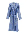 Tekla Blue Terry Hooded Bathrobe In Multi