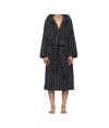 Tekla Black & White Terry Hooded Bathrobe In Navy Blue