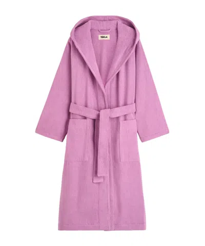 Tekla Terry Hooded Bathrobe In Purple