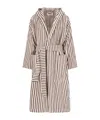 Tekla Womens Kodiak Stripes Hooded Striped Organic-cotton Robe In Black