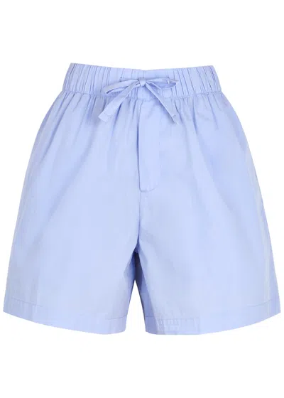 Tekla Unisex Poplin Pyjama Shorts In Blue
