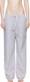 Tekla White & Blue Poplin Pyjama Pants