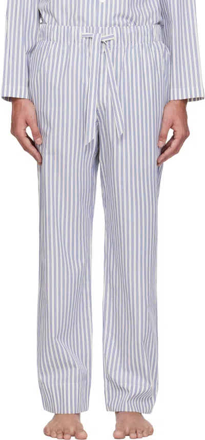 Tekla Striped Design Pajama Pants In Blue