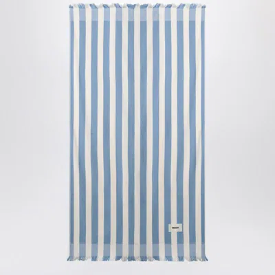 Tekla White And Blue Striped Beach Towel In Gray