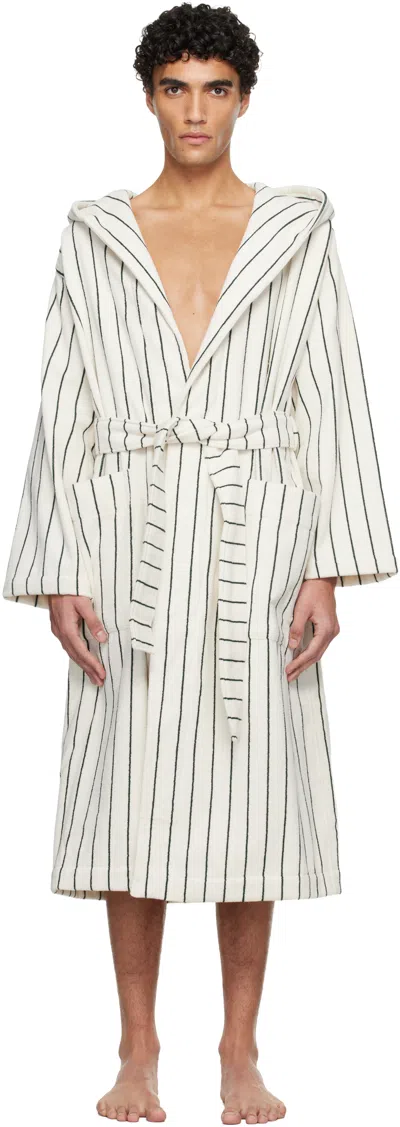 Tekla White & Green Terry Hooded Bathrobe