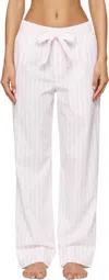 Tekla White & Pink Poplin Pyjama Pants In Hatty Stripes