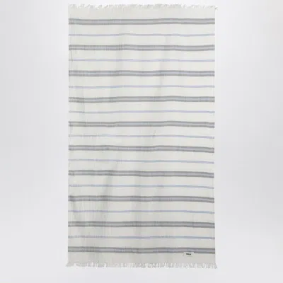 TEKLA TEKLA  WHITE BEACH TOWEL WITH STRIPED PATTERN