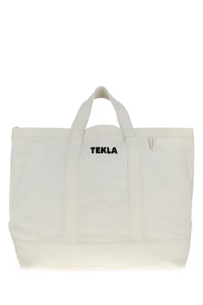 Tekla White Canvas Shopping Bag
