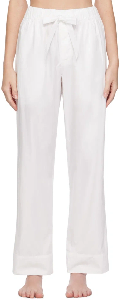 Tekla White Drawstring Pyjama Pants In Alabaster White