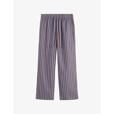 Tekla Womens Chesnut Stripes Striped Cotton-poplin Pyjama Bottoms In Multi