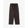 Tekla Womens Striped Drawstring-waistband Straight-leg Mid-rise Organic-cotton Pyjama Trousers Coffee