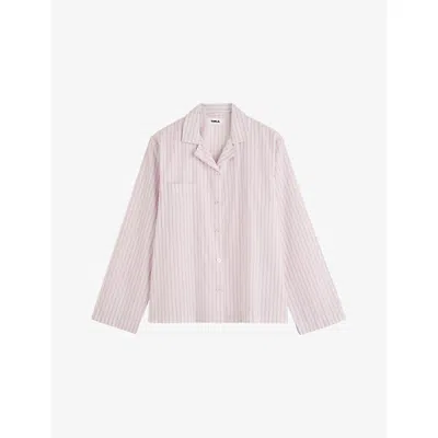Tekla Womens Striped Cotton-twill Pyjama Shirt Hessel Stripes In Pink