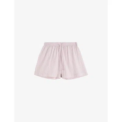 Tekla Womens Hessel Stripes Striped Cotton-twill Pyjama Shorts In Pink