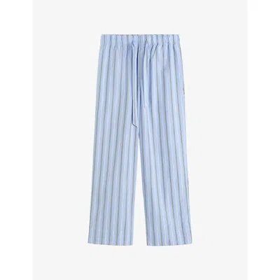 Tekla Womens Stave Stripes Striped Cotton-poplin Pyjama Bottoms In Animal Print