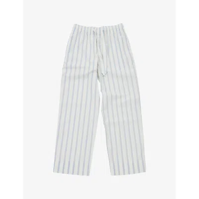 TEKLA WOMENS NEEDLE STRIPES STRAIGHT-LEG MID-RISE ORGANIC-COTTON POPLIN PYJAMA TROUSERS