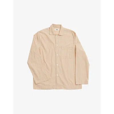 Tekla Womens Striped Patch-pocket Organic-cotton Pyjama Shirt Corinth Stripes