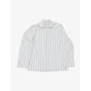 Tekla Womens Needle Stripes Striped Patch-pocket Organic-cotton Pyjama Shirt