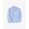 Tekla Womens Shirt Blue Striped Patch-pocket Organic-cotton Pyjama Shirt In Shirt Blue