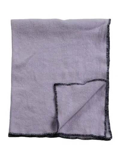 Pre-owned Tekla Woven Wool Throw Blanket In Purple
