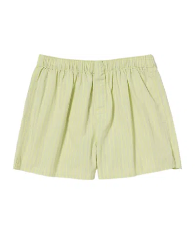 Tekla Ssense Exclusive Green Auralee Edition Boxer Pyjama Shorts In Light Moss Stripes