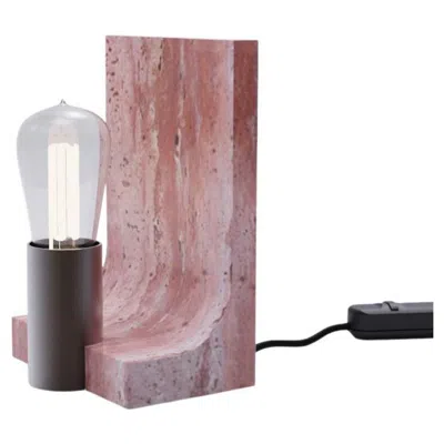 Pre-owned Tekna Astone Walcott Table Lamp In Travertino Rosso And Dark Bronze Finish In Brown