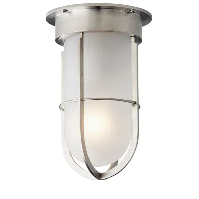 Pre-owned Tekna Docklight Ceiling Light With Brushed Nickel Finish And Frosted Glass In Transparent