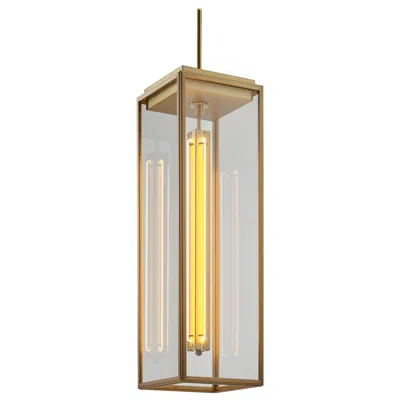 Pre-owned Tekna Ilford Pendant Light With Sateen Brass Finish And Clear Glass In Gold