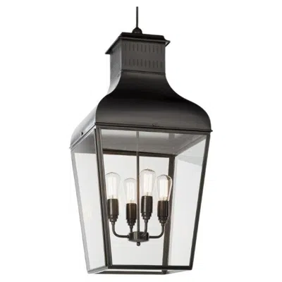 Pre-owned Tekna Montrose Large Pendant Dark Bronze Clear Glass In Gold