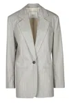Tela Single-breasted Blazer With Tailored Silhouette In Grigio Chiaro