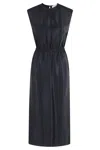 Tela Rigo Midi Dress With Flattering Neckline In Black