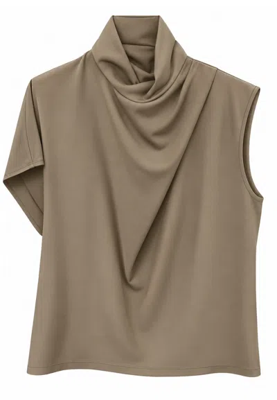 Tela Asymmetric Top  Short Sleeves In Brown