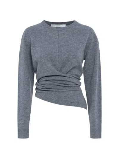 Tela Asymmetric-hem Wrap Sweater In Gray