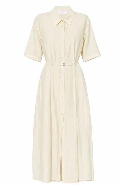 Tela Banana Cherry Buttoned Belted Linen-blend Maxi Dress In White