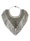 Tela Grey Necklace With Scarf Design Decorated With Beads In 银色