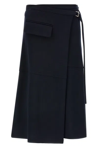 Tela Beatrix Asymmetrical Belted Midi Skirt In Black