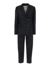 Tela Black Double-breasted Suit With Notched Revers In Linen And Viscose Blend Woman In Black