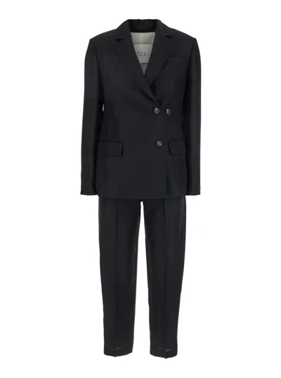 Tela Black Double-breasted Suit