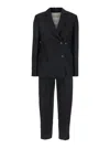 Tela Black Double-breasted Suit With Notched Revers In Linen And Viscose Blend Woman In Black