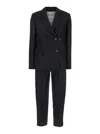 Tela Black Double-breasted Suit With Notched Revers In Linen And Viscose Blend Woman In Black
