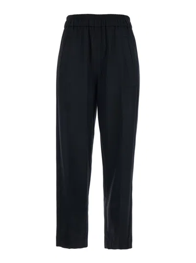 Tela Black Pants With Elastic Waistband In Tech Fabric Woman